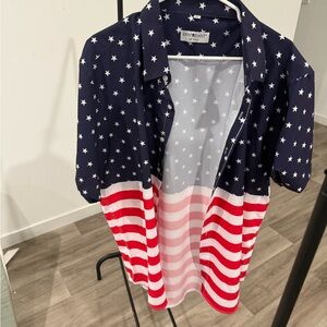 Men's American flag Button Shirt